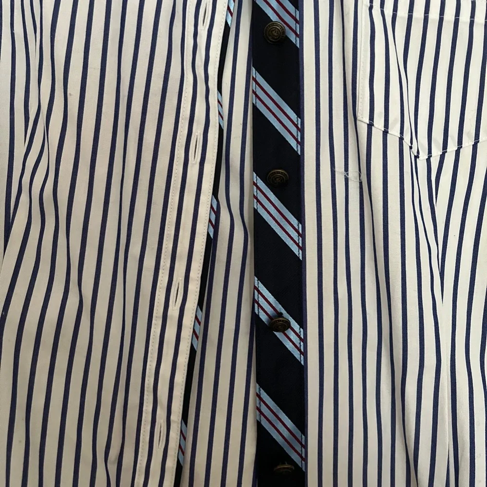 EUC Brooks Brothers red fleece button-down, size 2, blue and white stripes - Picture 4 of 7